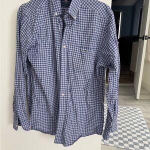 Vineyard Vines Navy and Light Pink/purple Checkered Gingham Shirt EUC